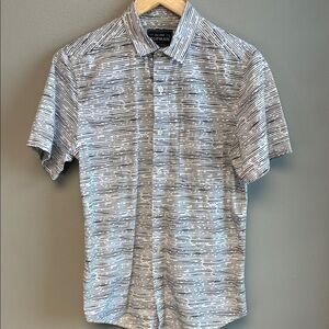 Topman Classic Fit Shirt S Black White Pattern Cotton Short Sleeve